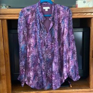 Long sleeve lightweight chiffon dress blouse